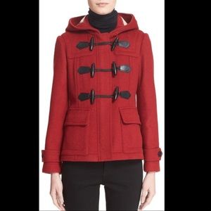 New Burberry Red Duffle Blackwell Wool Coat